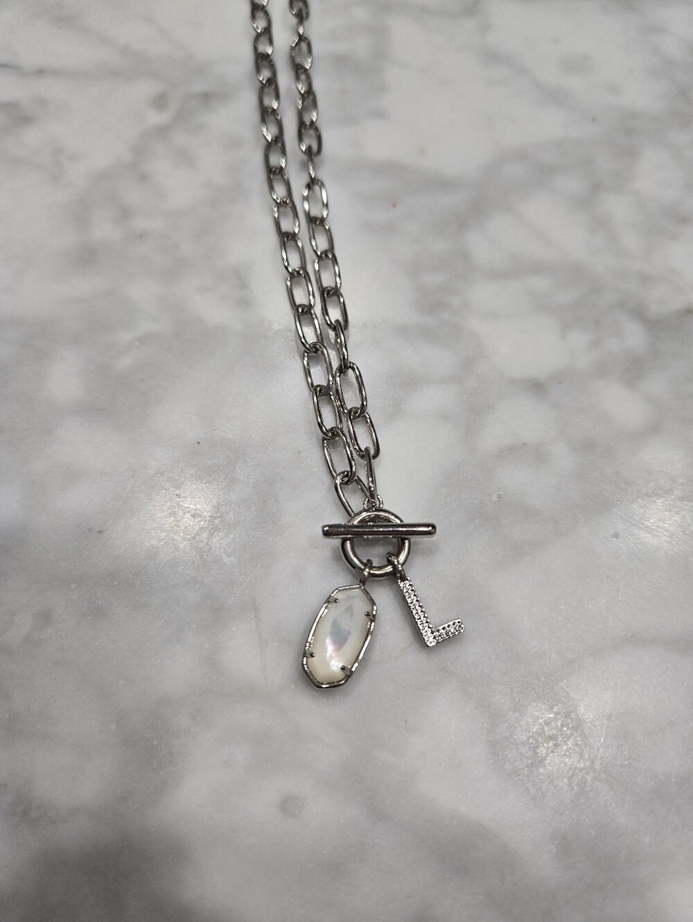 Kendra Scott Silver L toggle Necklace